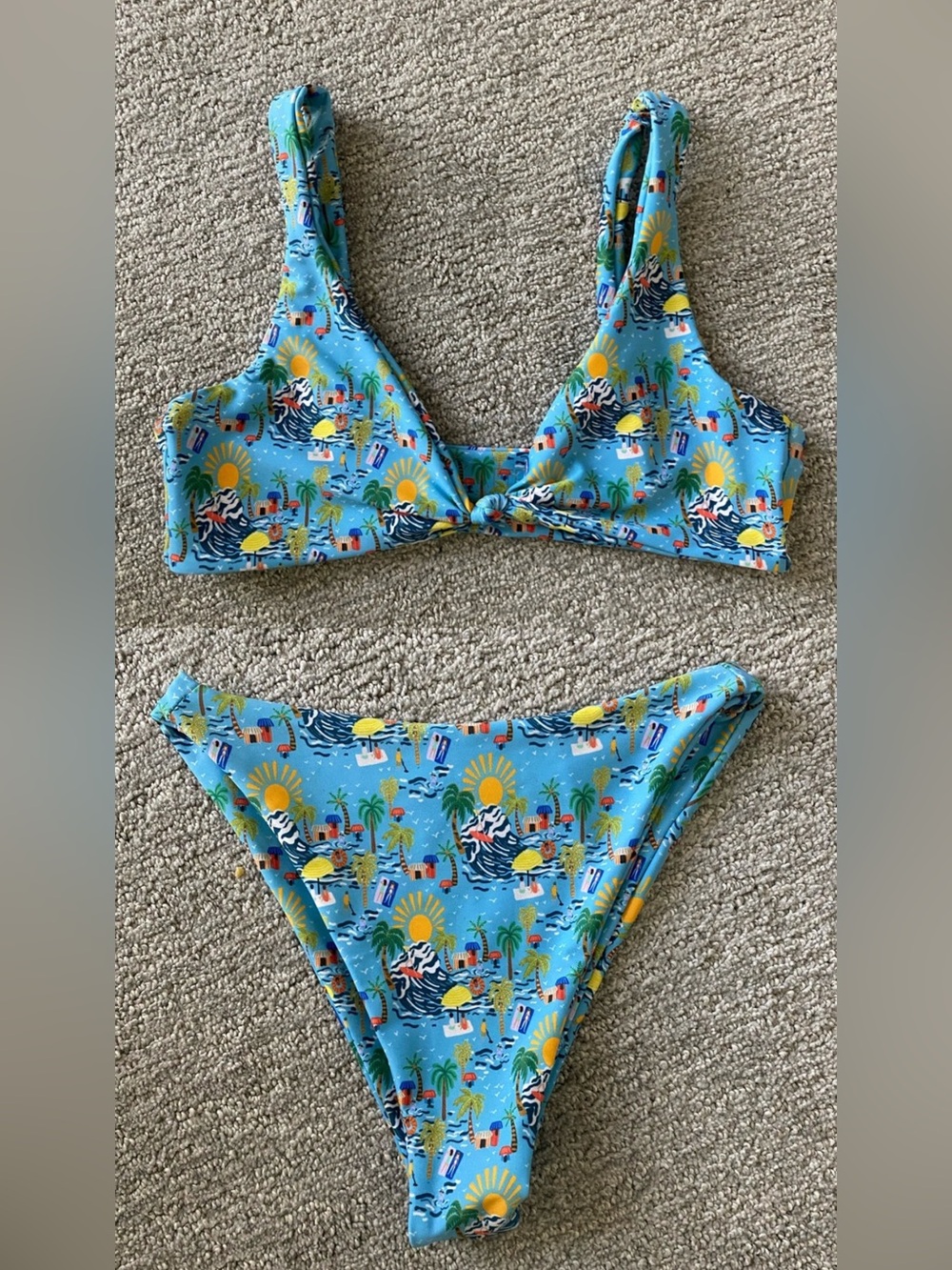 Skatie Blue Tropical Print Swim Set